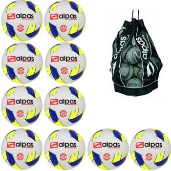 10 Stck. ALPAS S-Light 290g Ballpaket Größe 4 blau/gelb/weiß (genäht & geklebt) - Kopie